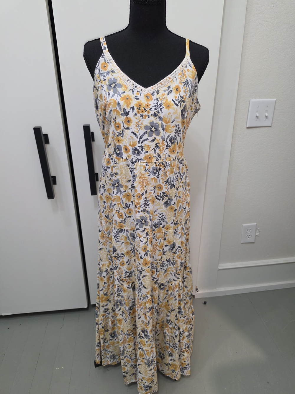 Joie Floral Maxi Dress in Yellow and Gray on White